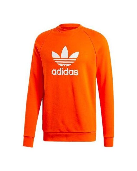 Adidas Orange Originals Chest Logo Athleisure Casual Sports Round Neck for men