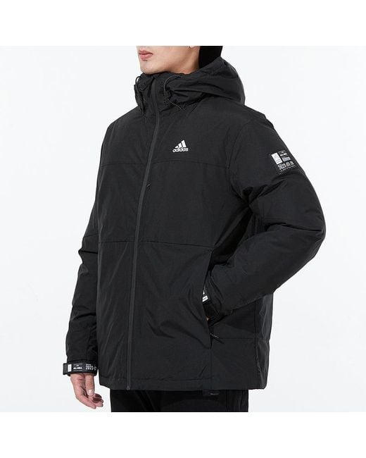 Adidas Blue Snw Down Jkt Drawstring Hooded Casual Stay Warm Down Jacket for men