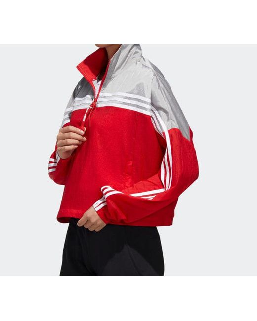 Adidas Red (Wmns) Urban Anorak Tatting Stitching Hooded Jacket