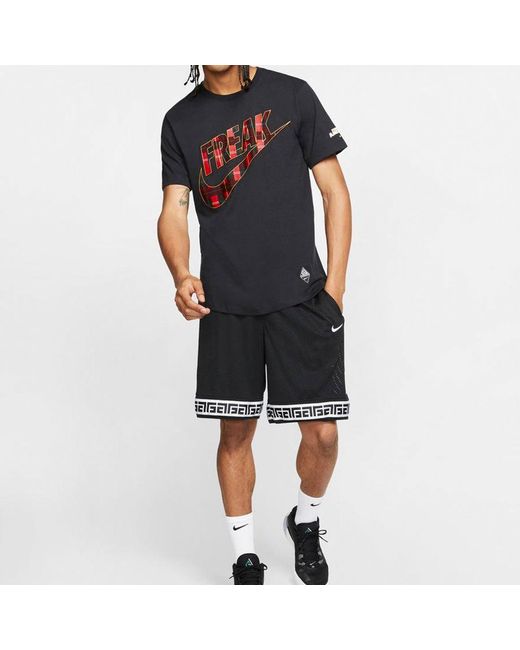 Nike Black Giannis Swoosh Freak Logo T-Shirt for men