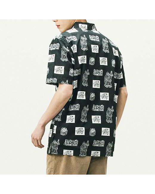Vans Black X Duyanaizi Series Printing Pattern Casual Sports Short Sleeve Shirt for men
