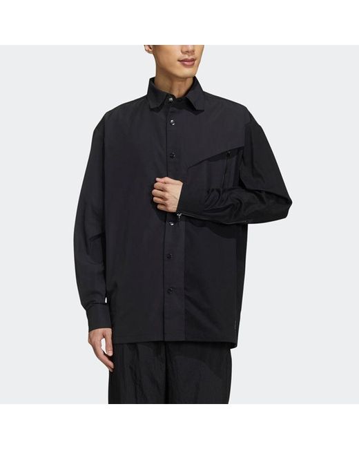 Adidas Blue Originals Solid Color Splicing Casual Long Sleeves Shirt for men