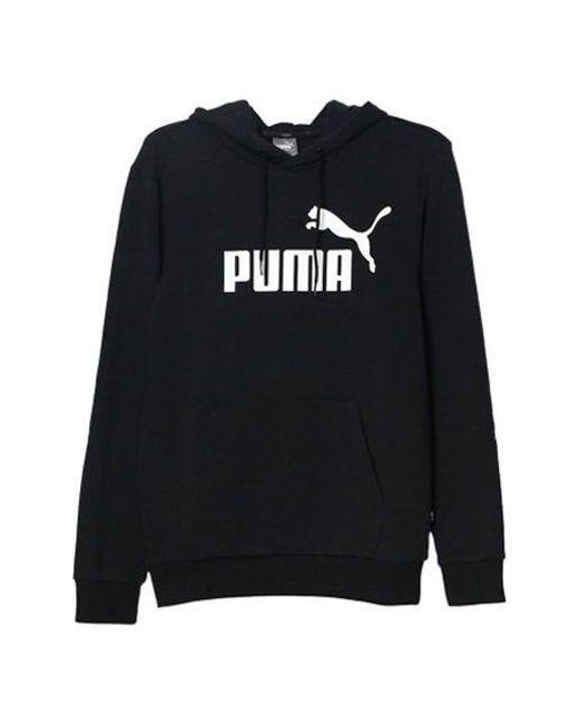 PUMA Black Ess Hoody Tr Big Logo Pullover Fleece for men