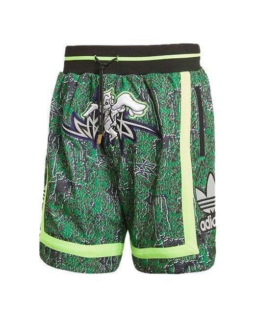 Adidas Green Originals X Sankuanz Crossover Double Sided Sports Shorts for men