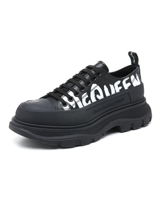 McQueen Black Graffiti Tread Slick Lace Up Shoes for men