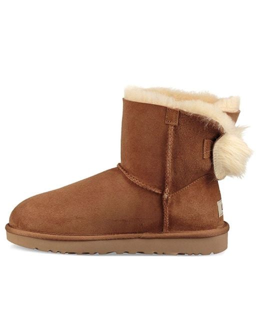 Ugg Fluff Bow Mini Fleece Lined Brown