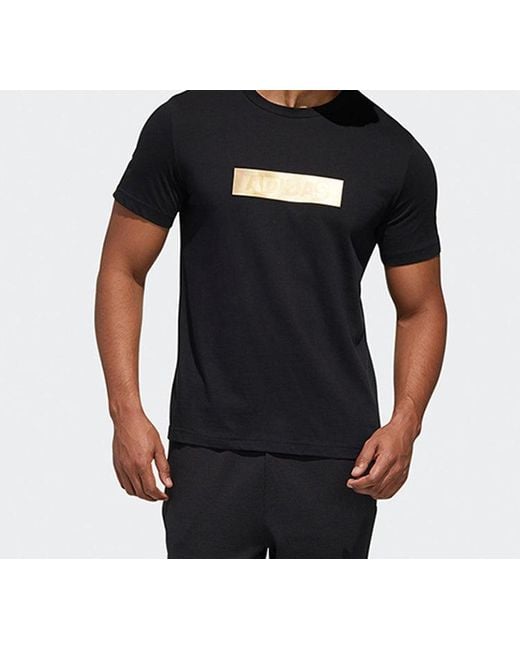 Adidas Black Mh Gfx T Lng Square Printing Short Sleeve for men