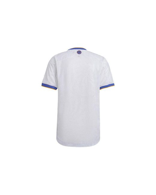 Adidas Blue Real Madrid 21-22 Season Player Edition Home Alphabet Logo Stripe Sports Short Sleeve Soccer/Football for men