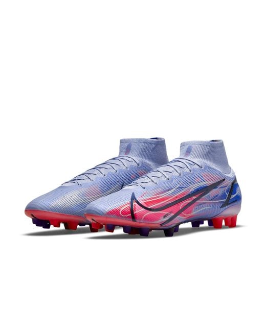 Nike Blue Mercurial Superfly 8 Elite Km Ag Artificial Grass 'Light Thistle Dazzling Bright Deep' for men