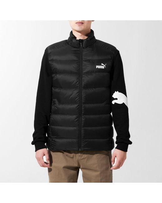 PUMA Black Logo Down Vest for men