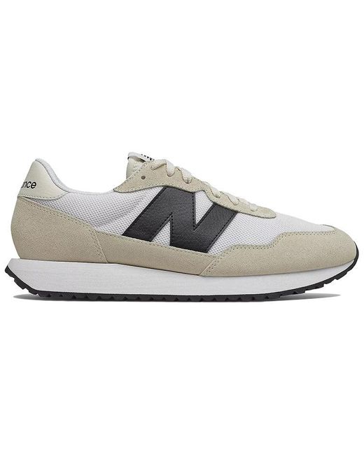 New Balance White 237 In Beige/black Suede/mesh for men