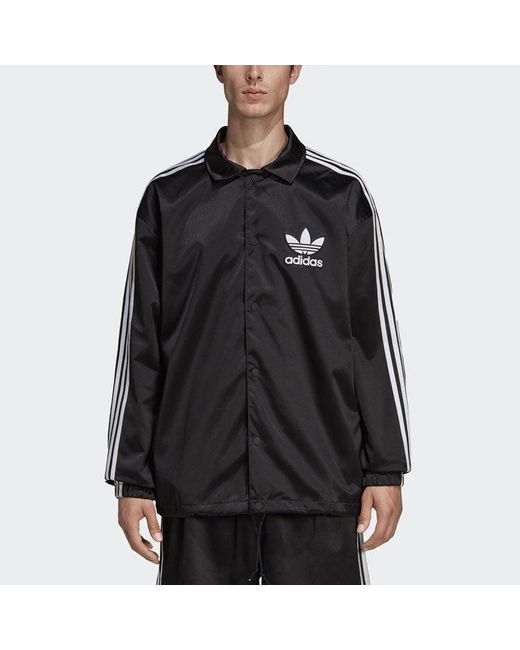 Adidas Blue Originals Satin Coach Jacket for men