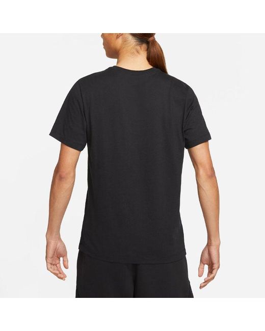 Nike Black Jumpman Logo Embroidered Sports Round Neck Short Sleeve for men