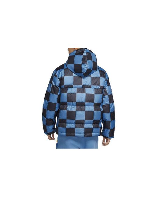 Nike Blue Lebron Grid Basketball Sports Stay Warm Hooded Down Jacket for men