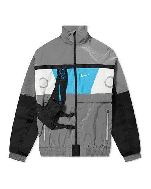 Nike Gray Ispa Series 3M Reflective Zipper Pocket Casual Jacket Windbreaker 'Wolf' for men