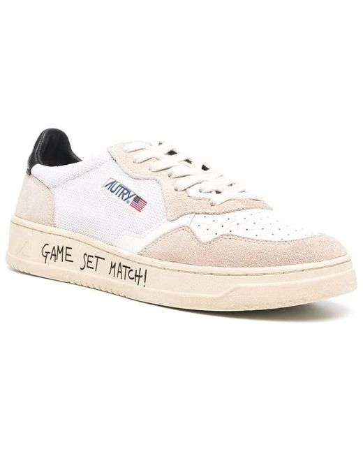 Autry White Medalist Low Fabric And Suede
