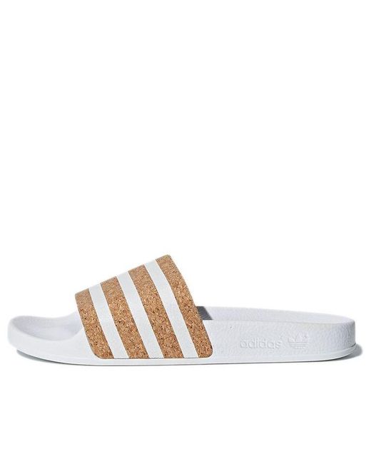 adidas Adilette Slides 'cork' in White Lyst