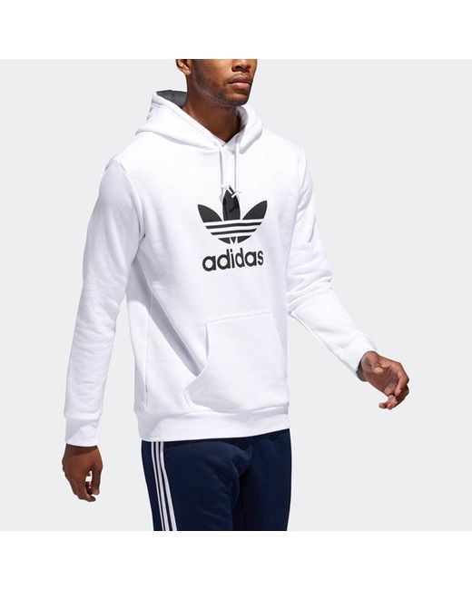 Adidas White Originals Trefoil Chest Logo Kangaroo Pouch for men