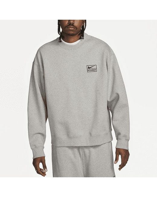 Nike X Stussy Fleece Crew 'Dark Heather' in Grey for Men | Lyst UK