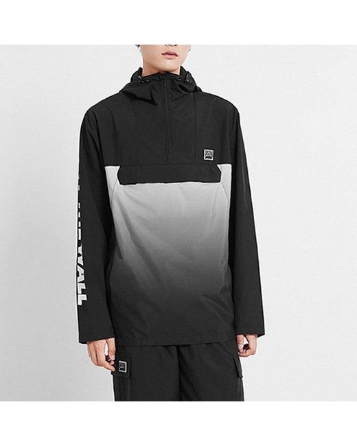 Vans Black Splicing Athleisure Casual Sports Hooded Jacket for men