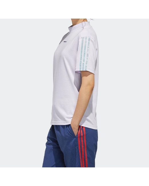 Adidas Purple (Wmns) Neo Athleisure Casual Sports Small Stand Collar Short Sleeve