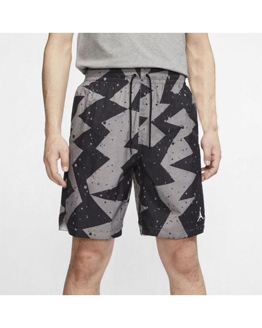 Nike Gray Drawstring Splash Ink Loose Sports Shorts for men