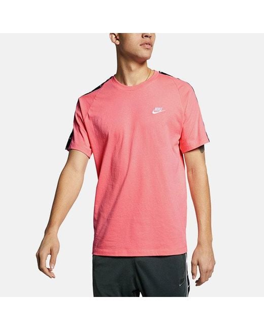Nike Pink Sportswear Swoosh Logo Sports Short Sleeve for men