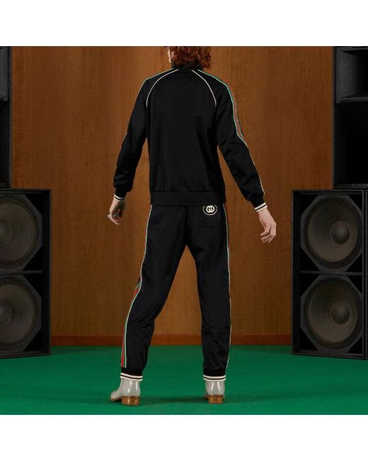 Gucci Black Tapered Webbing-Trimmed Stretch-Jersey Sweatpants for men