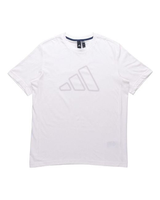 Adidas White Th Tee Techgfx Logo Printing Sports Training Short Sleeve for men