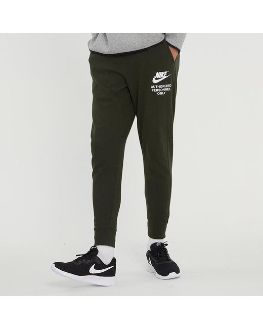 Nike Green Ss22 Logo Alphabet Printing Knit Bundle Feet Sports Pants/Trousers/Joggers Autumn for men