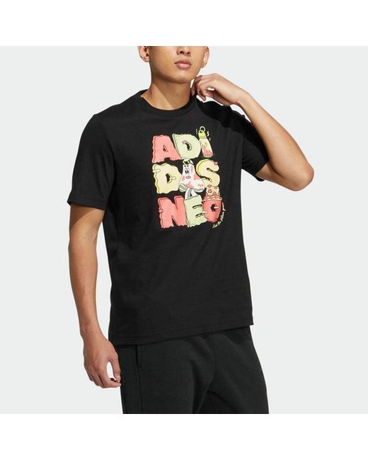 Adidas Black Neo Ss22 Pattern Cartoon Printing Sports Pullover Short Sleeve T-Shirt for men