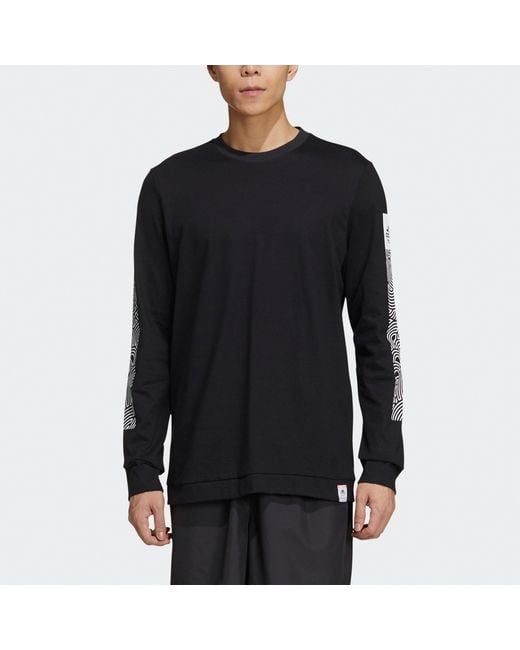 Adidas Blue X Takahashi Riko Crossover Ls Tee M Hiroko Geometry Printing Loose Sports Long Sleeves for men