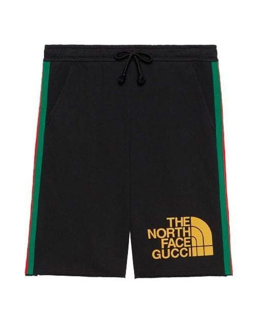 Gucci Black X The North Face Crossover Webbing Printing Cotton Shorts for men