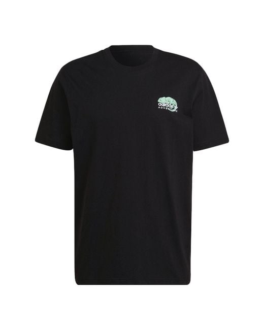 Adidas Black Originals Pckalot Tee Retro Printing Sports Round Neck Short Sleeve for men
