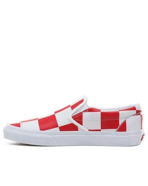 Vans Red Classic Slip-On 'Leather Check' for men