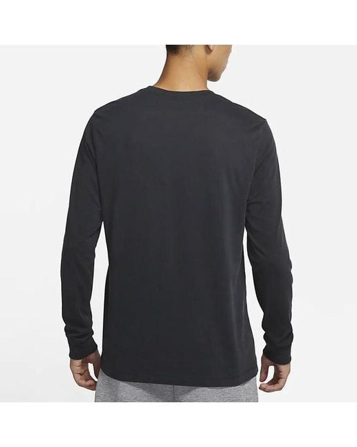 Nike Black Training Athleisure Casual Sports Long Sleeves Round Neck T-Shirt for men