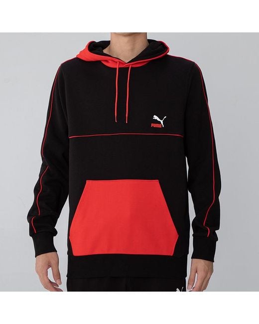PUMA Red Clsx Colblock Hoodie for men