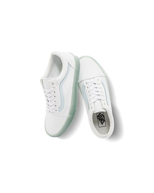 Vans White Old Skool Side Stripe Lightweight Wear-Resistant Low Top Casual Skate Shoes for men