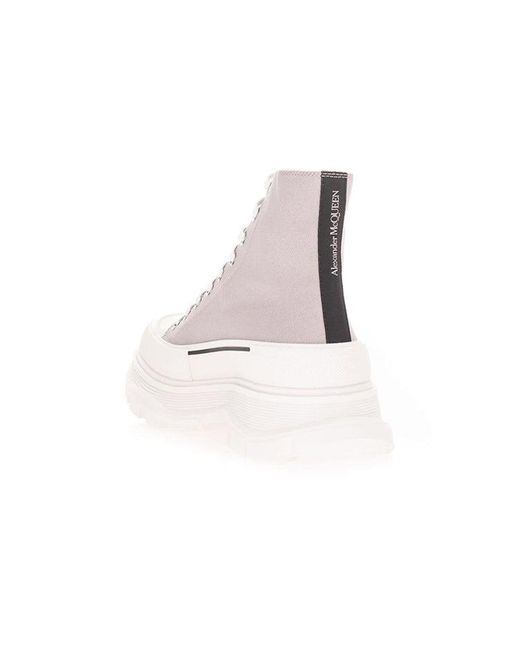 McQueen Gray Canvas Tread Slick High Top Sneakers for men