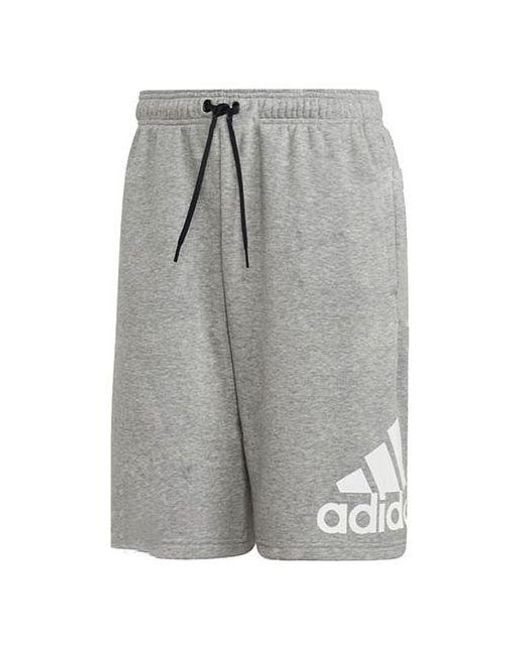 Adidas Gray M Mh Bos Short Ft Logo Printing Sports Drawstring Shorts for men