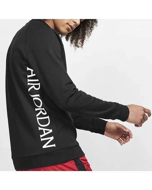 Nike Black Jordan Air Flying Printing Knit Round Neck Pullover for men