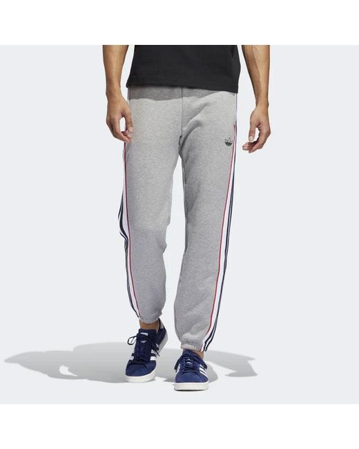 Adidas Gray Originals 3-Stripes Panel Sweat Pants for men