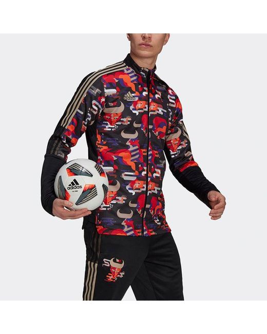 Adidas Red Iro Wrm Jktcny Casual Sports Soccer/Football Stand Collar Jacket for men