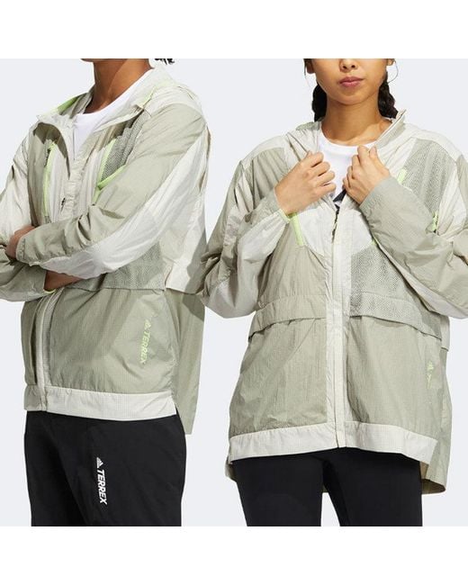 Adidas Green Terrex U Voyg Light Wb Outdoor Sports Hooded Jacket Couple Style Light for men