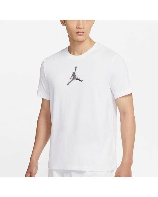 Nike White Dri-Fit 3D Logo Funny Printing Knit Quick Dry Short Sleeve T-Shirt for men
