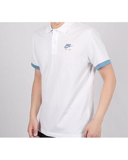 Nike White Colorblock Lapel Short Sleeve Polo Shirt for men