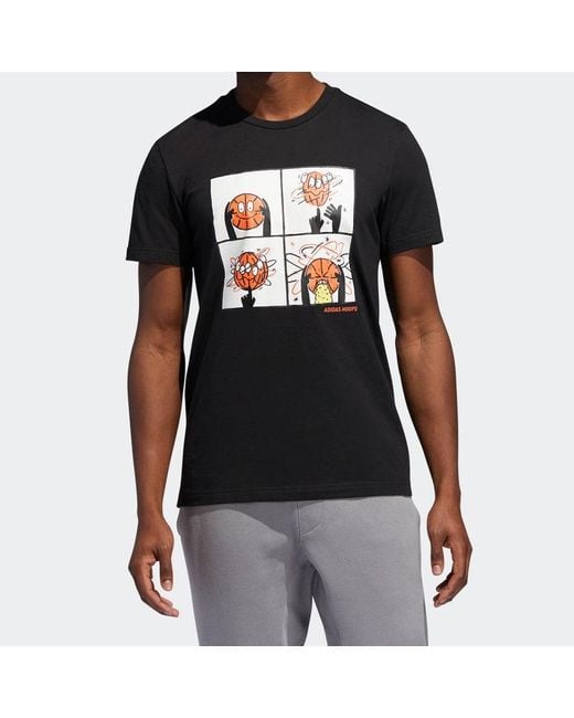 Adidas Black Basketball Cartoon Printing Short Sleeve for men
