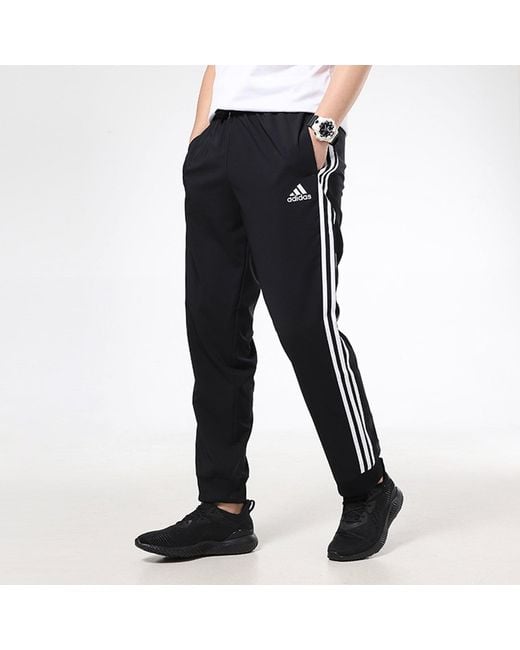 Adidas Black Casual Sports Side Stripe Bundle Feet Long Pants for men