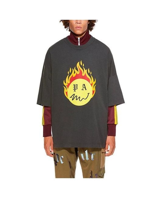 Palm Angels Black Ss21 Burning Head Loose T-Shirt for men