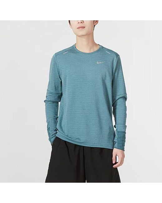 Nike Blue Dri-Fit Legend Long Sleeve Fitness Top 'Lake' for men